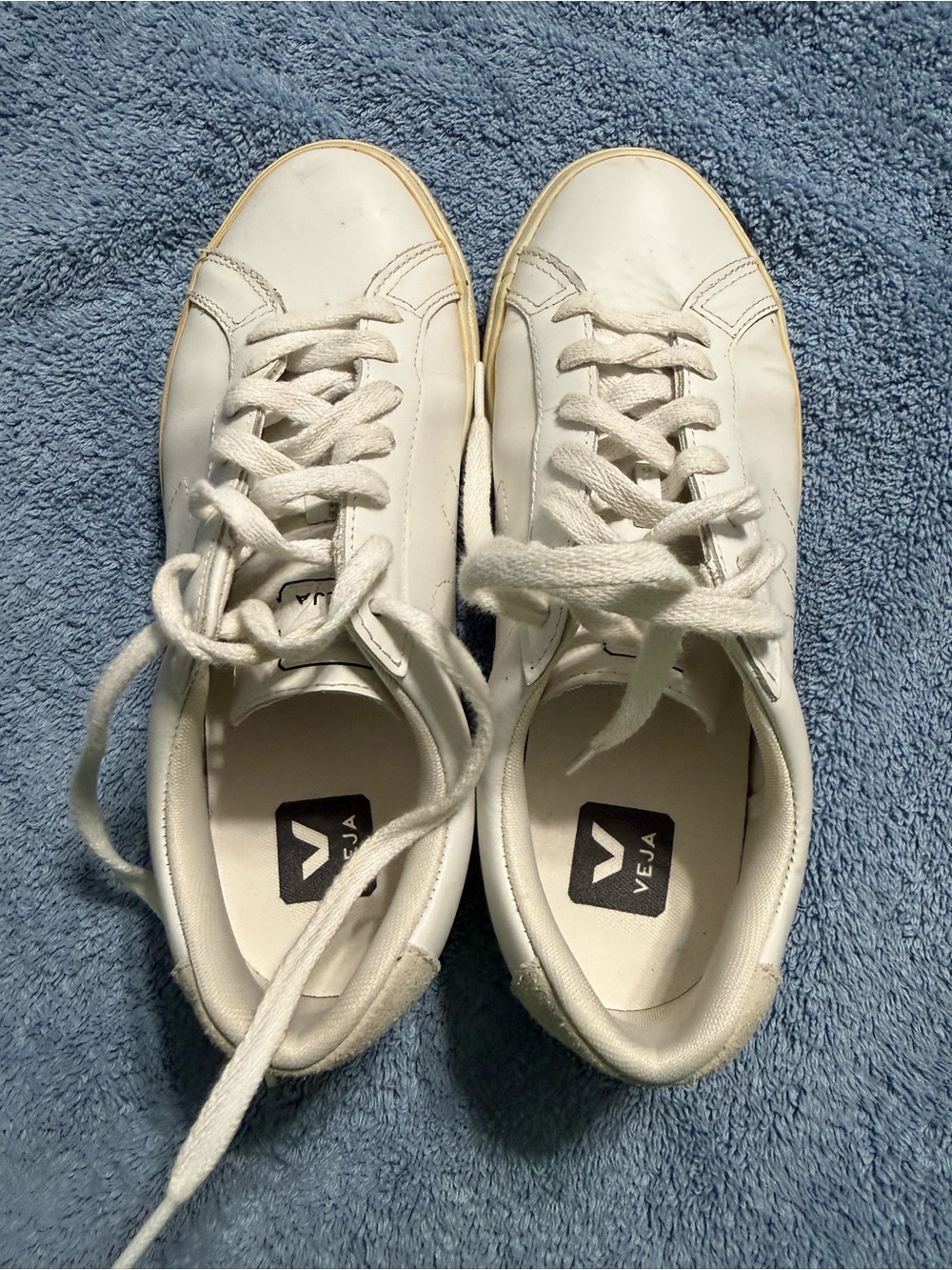 Veja White Low-Top Sneakers with Cream Sole